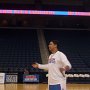 The Official Globetrotters announcer kicking off the pre-game show.
